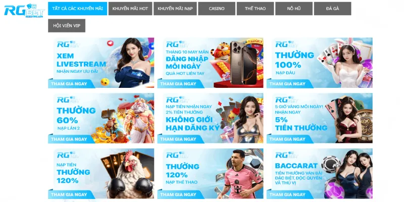 Tổng hợp các khuyến mãi mới nhất của nhà cái rgbet